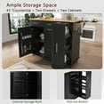thumbnail image 6 of DEALTOPS 46" Kitchen Island with Drop Leaf, Kitchen Storage Cart with 3 Tier Pull Out Cabinet Organizer, Internal Storage Rack, Rolling Kitchen Cart on Wheels with Towel Rack for Kitchen-Black, 6 of 12