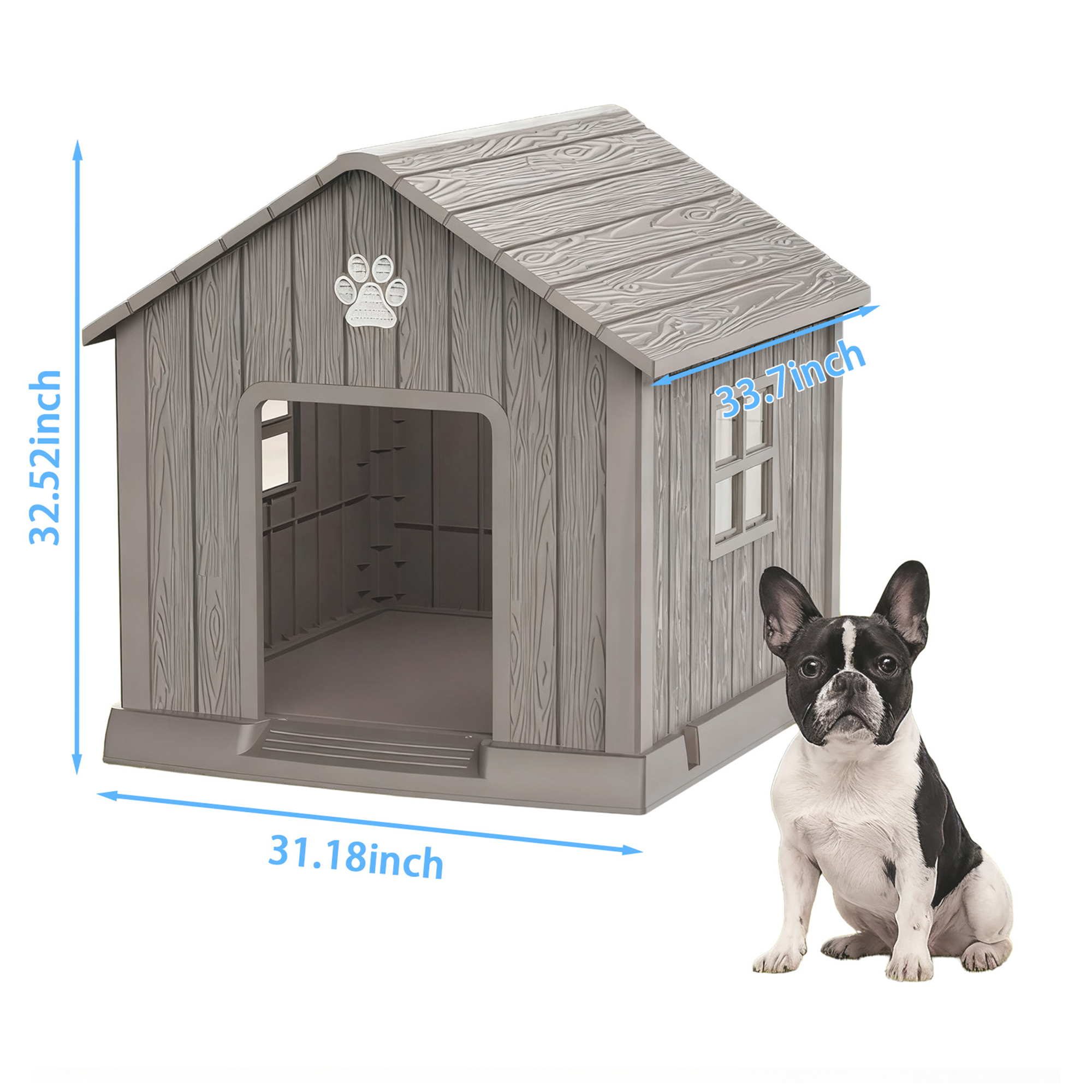 MAYEERTY All-Weather Outdoor Dog House, UV-Protected Pet Shelter for Garden Retreat, Brown