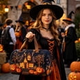 thumbnail image 4 of ZhangC Halloween Themed Quilted Embroidered Tote Bag, 16x8x8 Inch Large Capacity Portable Travel Handbag, Embroidered Storage Tote for Party Supplies, Costumes, Gym and Daily Use, 4 of 9