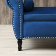 thumbnail image 4 of Holaki 63" Velvet Multi-functional Storage Bench Rectangular Sofa Stool Buttons Tufted Nailhead Trimmed Ottoman Solid Wood Legs with 1 Pillow, Blue, 4 of 9