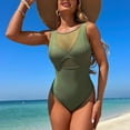 thumbnail image 7 of Fnooota Women's One-Piece Swimsuits, Tummy Control Sexy Sleeveless Bathing Suits Army Green Size M, 7 of 7