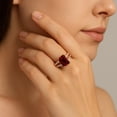 thumbnail image 4 of 7X5mm Emerald Cut Garnet 925 Sterling Silver Rose Plated Solitaire Women Wedding Ring Jewelry, 4 of 7