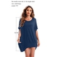 thumbnail image 2 of Women's Loose Fit Batwing Sleeve Casual Crew Neck Tee Oversized Tunic T-Shirt Shirt Tops GA200 Blue 34in, 2 of 5