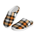 thumbnail image 2 of Lsque Orange Plaid Pattern Womens Comfort Cotton on Scuff With Memory Foam and Anti-skid Sole Slipper-46/47, 2 of 7