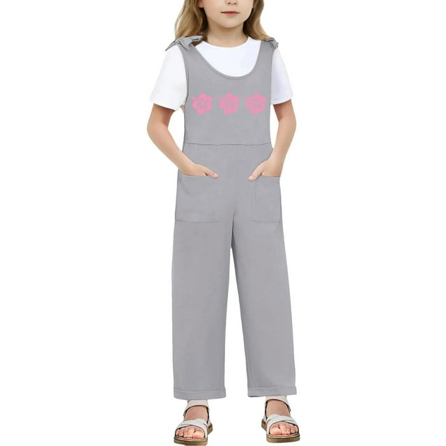 Huanglei Combinaison Sans Manches pour Enfants Filles avec Bretelles et Poches