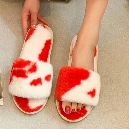 

Women s Fashion Color Matching Warm Plush Indoor Plush Casual Cotton Slippers Foldable Slippers for Women with Pouch Lavender Slippers for Women Soft Indoor Slippers for Women Womens Cat Slippers Size