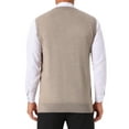 thumbnail image 3 of INSPIRE CHIC Men's Casual Knit Sleeveless V-Neck Plaid Argyle Sweater Vest M Light Brown, 3 of 5