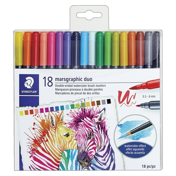 Staedtler Marsgraphic Dual Tip Watercolor Markers, Set of 18