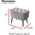 thumbnail image 4 of BirdRock Home Tufted Curve Ottoman - Velvet Foot Stool - Grey, 4 of 9