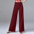 thumbnail image 2 of Gbsyewxs Womens Pants High Waist Button Solid Color Straight Leg Fashion Pants For Women Red, 2 of 8