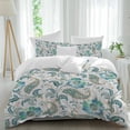 thumbnail image 2 of Teal Paisley Floral Bedding 3 Piece Duvet Cover Set Twin Size, Boho Ethnic Tribe Traditional Soft Microfiber Comforter Cover with Zipper Closure & Pillowcases, Wrinkle & FadeResistant Quilt Cover, 2 of 9