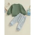 thumbnail image 4 of Bagilaanoe 2PCS Toddler Baby Boy Pants Set Long Sleeve Sweatshirt Pullover Tops + Drawstring Sweatpants 6M 12M 18M 24M 3T Kids Casual Sweatsuits, 4 of 8