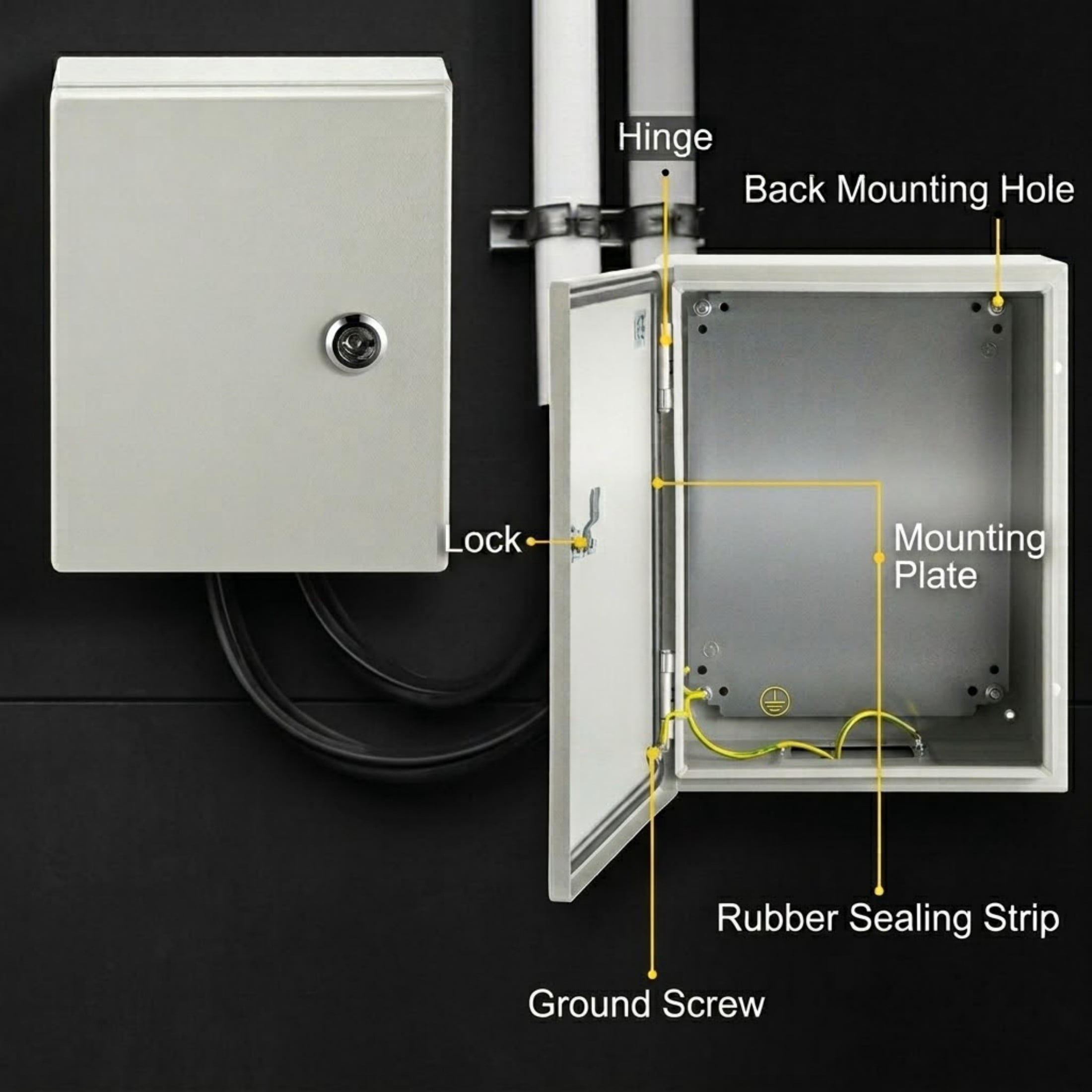 NEMA 4X Metal Electrical Enclosure, 10" x 8" x 6" IP66 Waterproof Case, Outdoor & Indoor Steel Junction Box with Mounting Plate