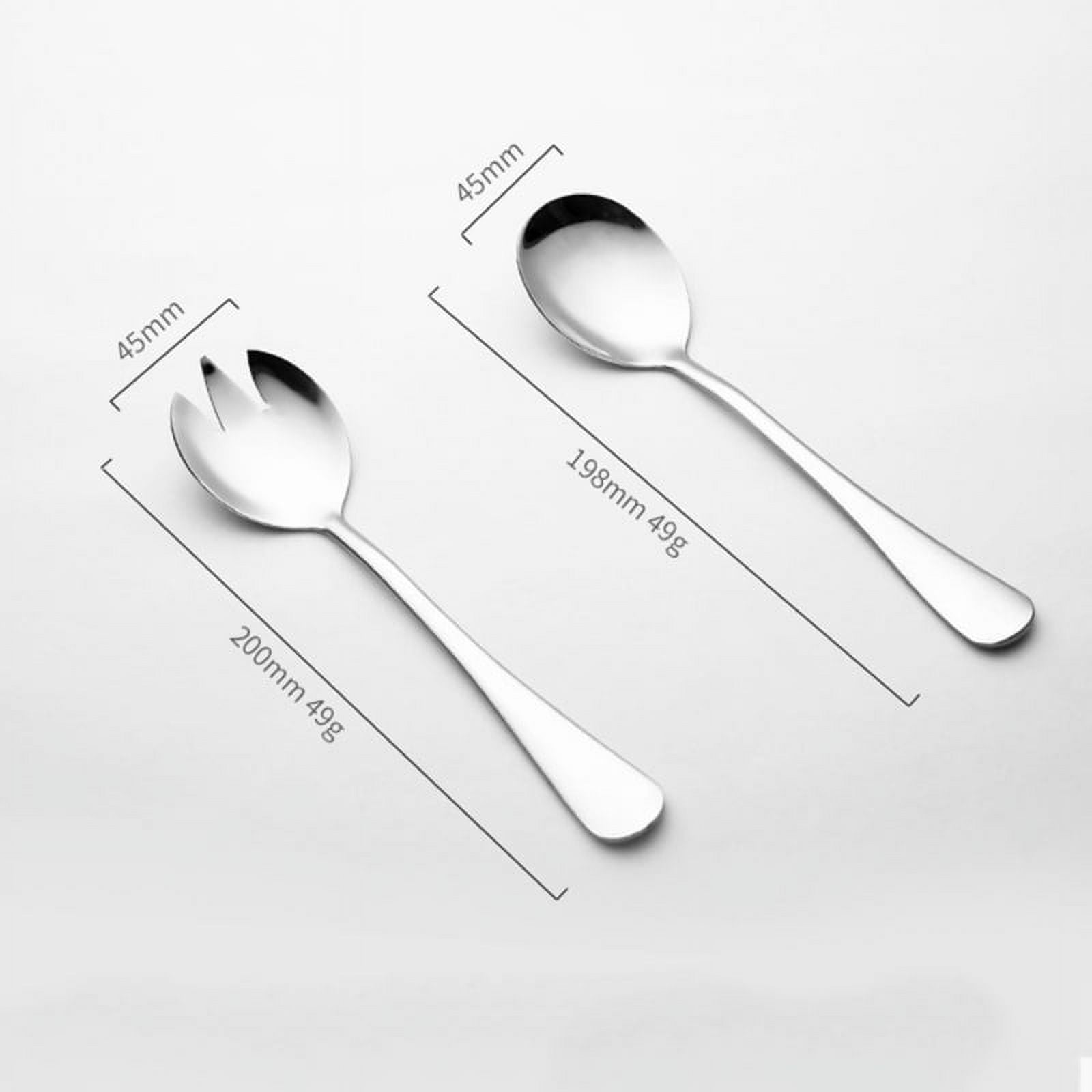 Lot De 4 Cuillères De Service + 1 Fourchette En Acier Inoxydable - 21 Cm, Pour Restaurants Et Repas Familiaux