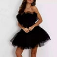 thumbnail image 6 of KDFJPTH Tulle Dress Women Short Puffy Prom Dress Strapless Mesh Birthday Fairy Dresses Ruffle Party Poofy Gown Photoshoot Semi Formal Dresses for Women Evening, 6 of 8