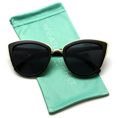 WearMe Pro - Womens Cat Eye Mirrored Reflective Lenses Oversized Cateyes Sunglasses