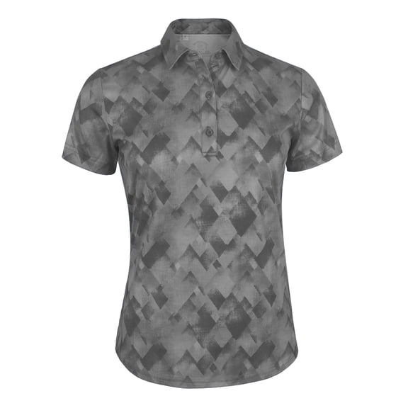 Monterey Club Women's Small Rhombus lattice Print Tailored Collar Short Sleeve Golf Polo Shirt #4516