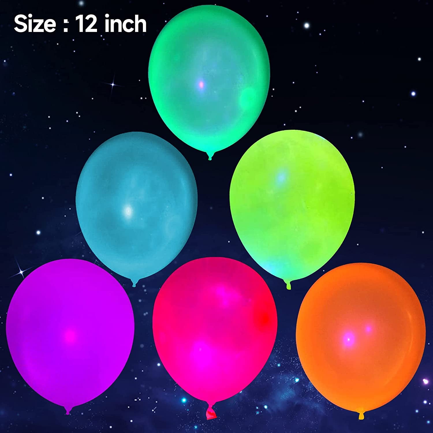 100 Ballons Fluorescents (UV actifs) Assortis - Soirée Fluo