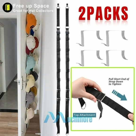 2Pack Baseball Cap Hat Rack Wall Door Hanger Holder Storage Organizer 16 Hooks