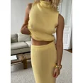 thumbnail image 3 of Conjunto de 2 piezas de falda y chaleco de punto elegante y nuevo de Bornladies, conjunto de falda larga elegante sin mangas con cuello alto a la moda de verano para mujer, 3 of 5