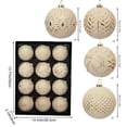 thumbnail image 3 of 12 Pack Vintage Christmas Ornaments, 8Cm Embossed Gold Shatterproof Baubles, Antique Style Hanging Tree Decor Balls for Xmas Holiday Display, Beige, 3 of 6