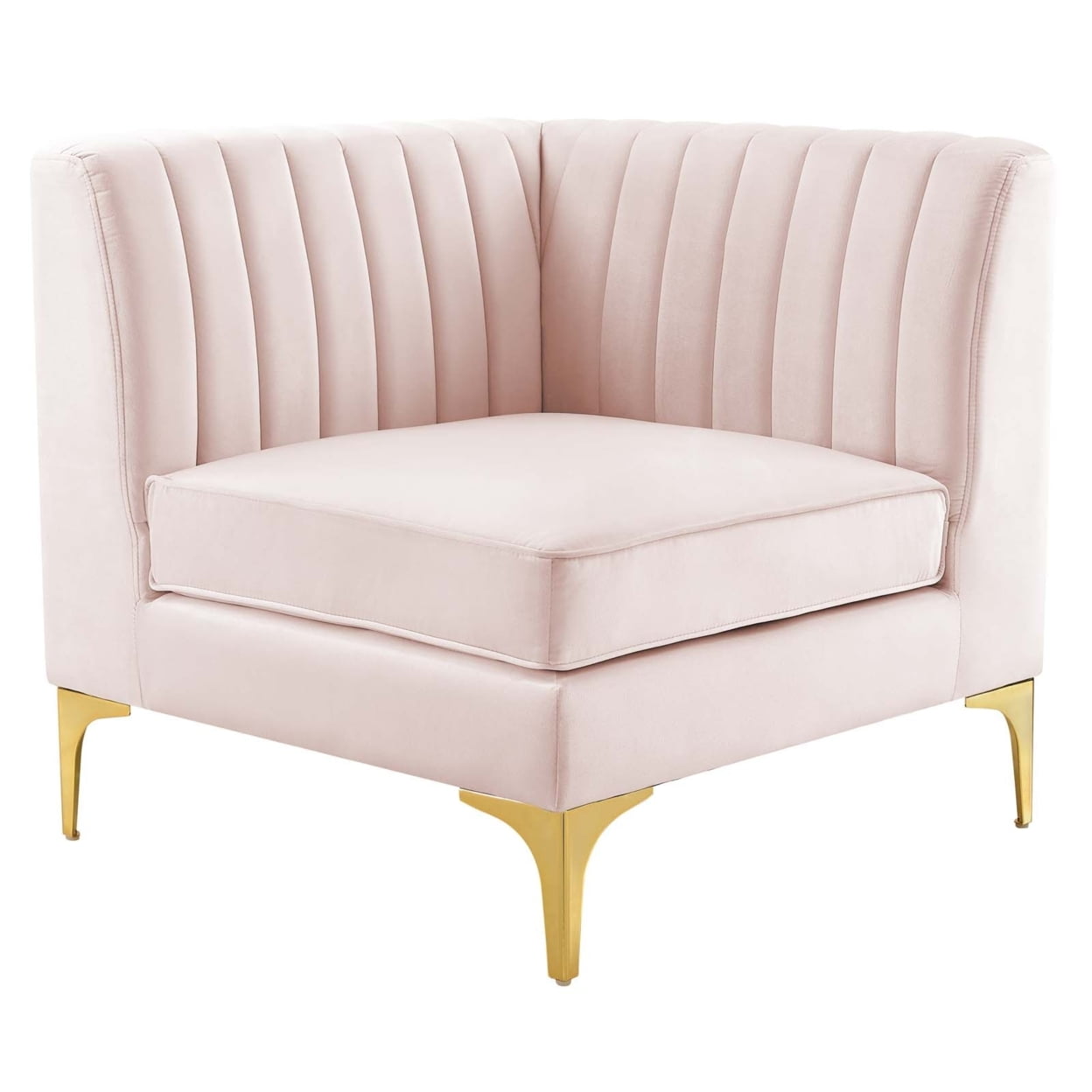 Modway Triumph Channel Performance Velvet Tufted Loveseat in Pink