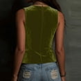 thumbnail image 4 of Zynoxe Vest Tops for Women 2026 Velvet Sleeveless V Neck Button down Fitted Waistcoat with Pockets Solid Color Casual Party Daily Summer Vest, 4 of 7