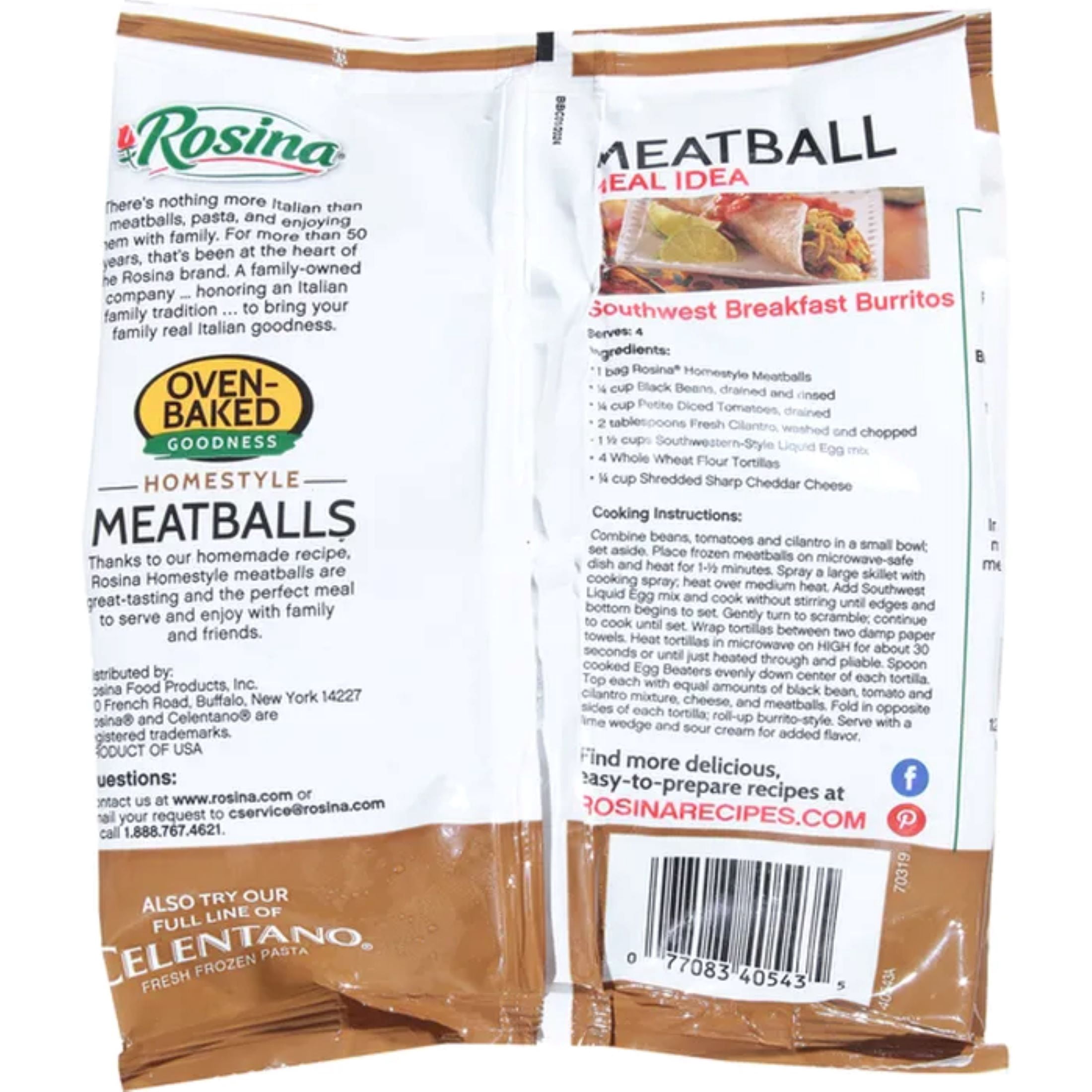 Rosina, Homestyle Meatballs, 12 oz Plastic Bag (Frozen)