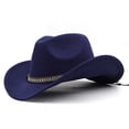 thumbnail image 3 of HNMKIU Kids Straw Hat Western Cowboy Style Solid Color Fedora for Boys Girls Daily Casual Beach Sun Protection, 3 of 3