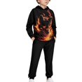 thumbnail image 4 of Uorisanigo Kids Girls Boys Sweatsuit Set - 2 Piece Oversized Fire Wolf Print Hoodie Sweatshirt + Cargo Jogger Pants Kids Youth Activewear Set Fall Winter Clothing, 4 of 7