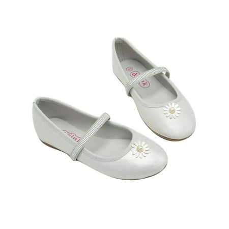 

Fangasis Girl s Comfort Ankle Strap Dress Shoes Uniform Breathable Slip On Lightweight Sparkle Mary Jane Silver-2 11.5c