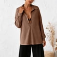 thumbnail image 7 of vigerkar Womens Oversized Deep V Neck Sweatshirts Casual Collared Long Sleeve Ribbed Knit Pullover Tops (Brown, L), 7 of 7