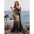 thumbnail image 4 of AURA Plus Size Sequin Evening Dress Women Elegant One Shoulder Formal Party Gown, 4 of 9