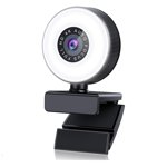 4K HD Autofocus Webcam with Microphone, Adjustable Light Computer Camera USB Webcam for Laptop Desktop Video Calling