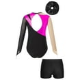 thumbnail image 2 of TSSOE Kids Girls Gymnastic Leotard Tumbling Matching Hair Scrunchie Ballet Dance Biketards with Shorts Unitard Hot Pink&Black 10, 2 of 5