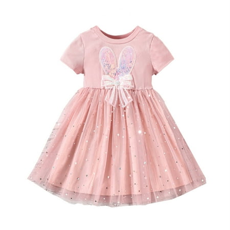 

Baby Girl Sequin Long Sleeve Dress Bunny Easter Bunny Dress Floral Flower Sundress Girls Clothes Outfit