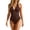 Brown #093, variant on Womens One Piece Swimsuit Halter Deep V Neck Tummy Control Gradient Bathing Suit Slimming Open Back Monokini Swimwear for Beach Pool Vacation, M