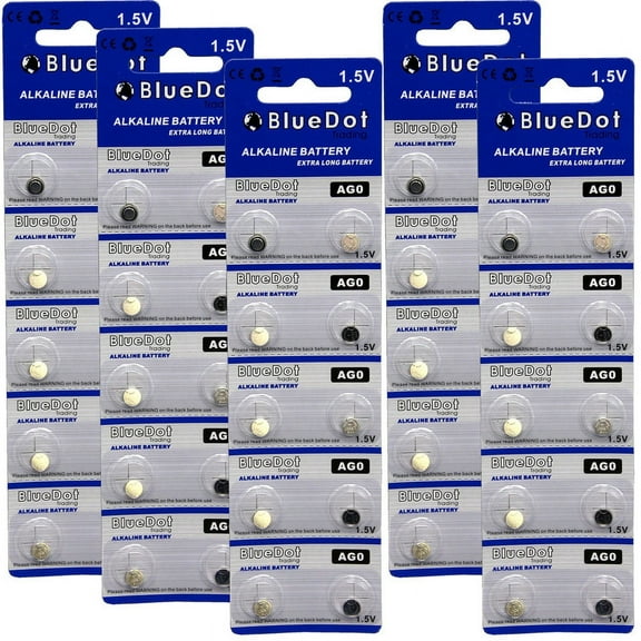 BlueDot Trading AG0 1.5V Button Cell Battery, 50 Count, 50 Pack