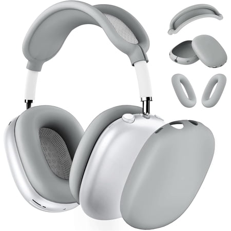 Natural Silicone Case for AirPods Max Earphones Scratch-Resistant Earpads Earmuff Headband Cover (Gray)