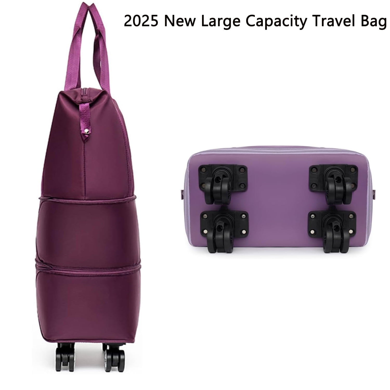 Kulken Travel Bag With Wheels - 2025 New Large Capacity Travel Bag - Universal Wheel Removable Gray