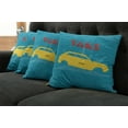 thumbnail image 5 of Ambesonne Retro Throw Pillow Cover 4 Pack, Old Cab Grunge Typography, 20", Petrol Blue and Yellow, 5 of 5