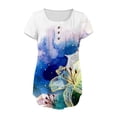 thumbnail image 5 of ALLLIST Short Sleeve Women's Tops Henley Plus Size Tunic Blue Trendy Floral Holiday Blouses Women's Clothing, 5 of 6