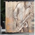 thumbnail image 4 of Ambesonne Music Shower Curtain, Jazz Musician on Street, 69"Wx75"L, Brown Ecru, 4 of 5