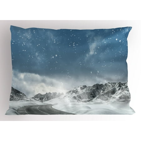 Winter Pillow Sham Seasonal Computer Generated Image Mountains