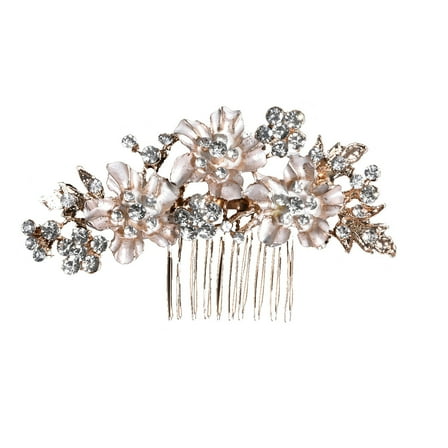 Nvzi-a Bridal Flower Wedding Hair Pins Crystal Pearl Hair Combs Clips Headpiece Gold Wedding Hair Accessories Jewelry with Rhinestone for Brides Bridesmaids Women (A)