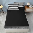 thumbnail image 4 of Homewish Black Gray Stripe Zipper Twin Comforter Sets with Fitted Sheet and 2 Pillowcases, Silver Glitter Sequin Print Zipper Bedding Set, 4 of 7