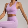 thumbnail image 3 of Conjunto de entrenamiento para mujer, 2 piezas, sujetador deportivo sin costuras, cintura alta, conjunto de polainas de yoga para correr, color morado M, 3 of 6