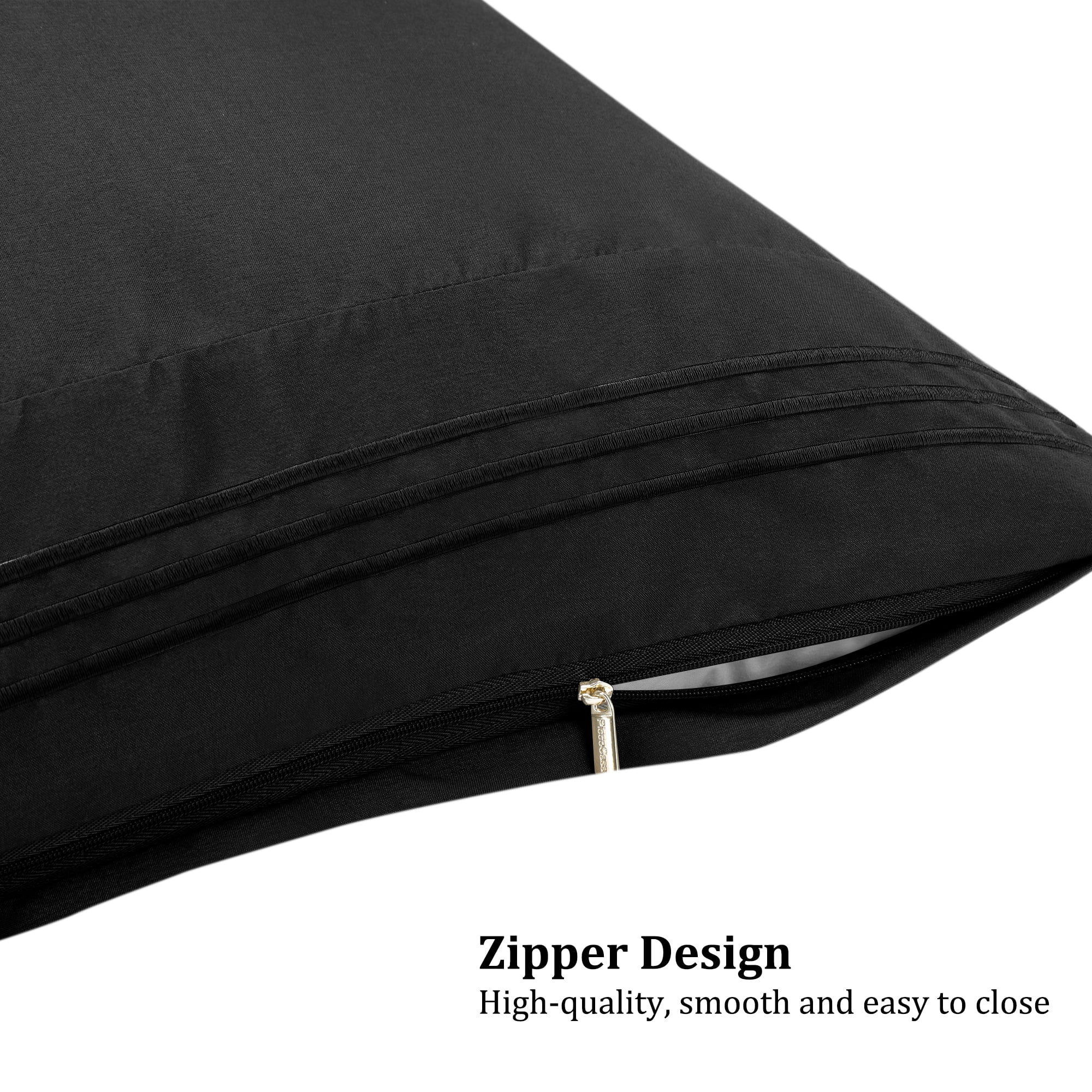 Unique Bargains Polyester Microfiber Soft With Zipper Pillowcases 2 Pcs Black Euro