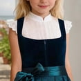 thumbnail image 2 of THDHVS Girls Shirts,Lace Flower Hollow Out Ruffle Trim Short Sleeve Crop Top Oktoberfest Wear for Girls,Girls Tops White 9-10 Years, 2 of 6