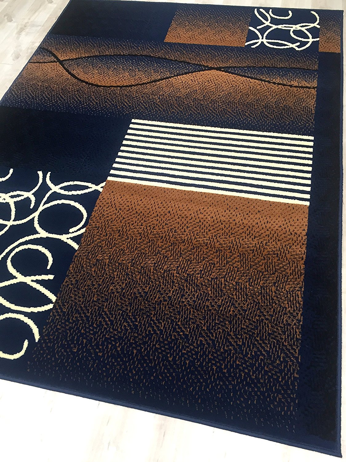 Octagon taupe ergode HR ABSTRACT MODERN CONTEMPARORY CIRCLES STRIPED GEOMETRIC DESIGN NAVY